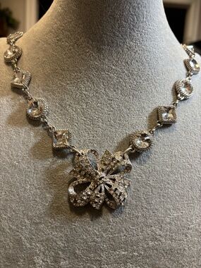 Crystal necklace with vintage repurposed brooch!!  Beautiful!!